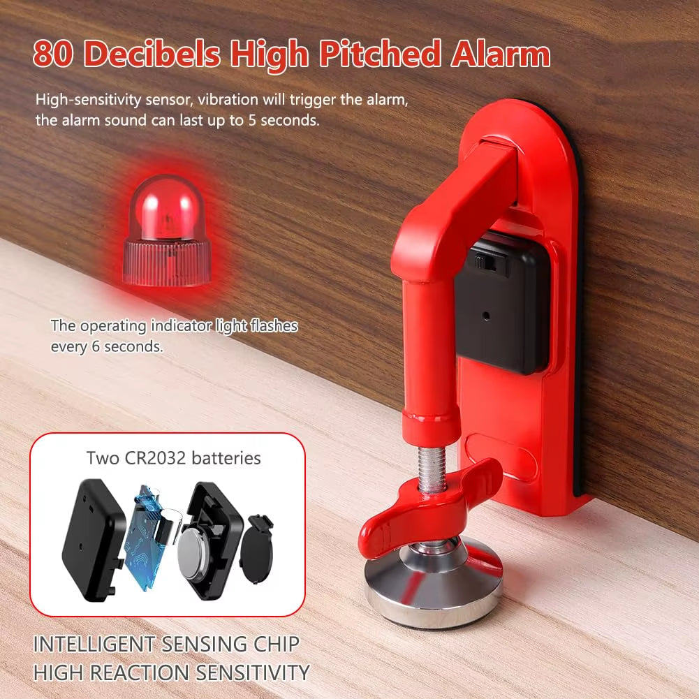 Door Stop Alarm,Portable Door Lock Brace,Adjustable Non-Slip Door Jammer Personal Protection Home Security for Hotel Travel